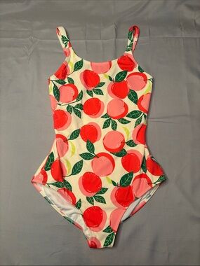 Mini Boden Girls Peach-Print One-Piece Swimsuit - Pink, Red & Green Size 13-14 Y